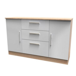 Trent 2 Door 3 Drawer Sideboard In Grey & Bardolino Oak (Ready Assembled) - thumbnail 3