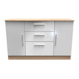 Trent 2 Door 3 Drawer Sideboard In Grey & Bardolino Oak (Ready Assembled) - thumbnail 1