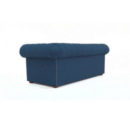 Chesterfield 3 Seater Sofa Charles Midnight Blue Real Linen Fabric In Classic Style - thumbnail 8