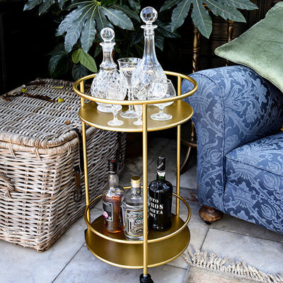 Madison & Mayfair Small Round Drinks Trolley - Gold