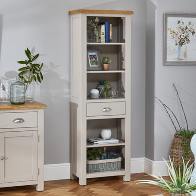 The Furniture Market Cotswold Grey Painted Tall Narrow Alcove Bookcase - image 1