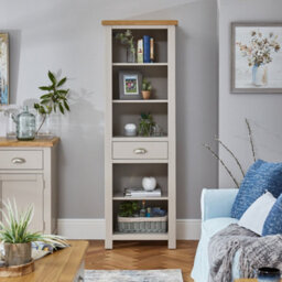 The Furniture Market Cotswold Grey Painted Tall Narrow Alcove Bookcase - thumbnail 2
