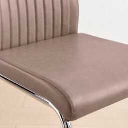 Furniturebox Uk Lorenzo 2X Cappuccino Beige Faux Leather & Silver Counter Stools - thumbnail 6