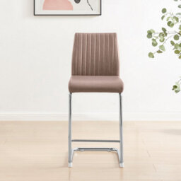 Furniturebox Uk Lorenzo 2X Cappuccino Beige Faux Leather & Silver Counter Stools - thumbnail 5