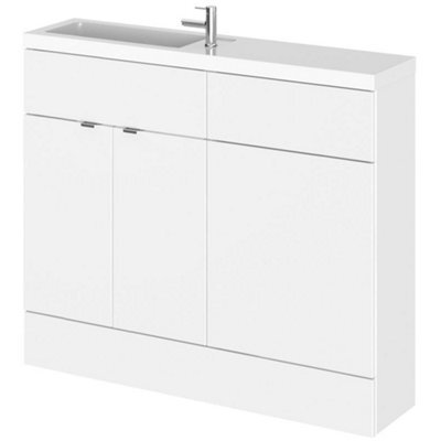 Hudson Reed Fusion 1000mm Compact Combined Wc And Vanity Unit With Basin, Gloss White - image 1