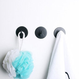 Adhesive Wall Hook, 4 Pieces Stainless Steel Bathroom Wall Hooks, Adhesive Towel Holder (Matte Black) - thumbnail 5