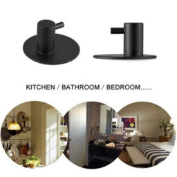 Adhesive Wall Hook, 4 Pieces Stainless Steel Bathroom Wall Hooks, Adhesive Towel Holder (Matte Black) - thumbnail 6