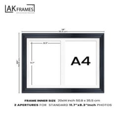 AK Frames 20X14 Green Classic Multi Photo Frame With Mid Grey Mount - Holds 2 Apertures (2X) A4 Photos - thumbnail 4