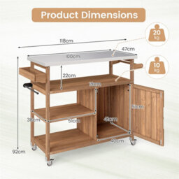 Outdoor Kitchen Island W/ Towel Rack & Spice Rack - thumbnail 2