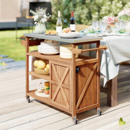 Outdoor Kitchen Island W/ Towel Rack & Spice Rack - thumbnail 3