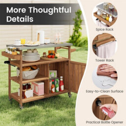 Outdoor Kitchen Island W/ Towel Rack & Spice Rack - thumbnail 5
