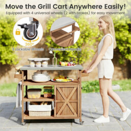Outdoor Kitchen Island W/ Towel Rack & Spice Rack - thumbnail 6