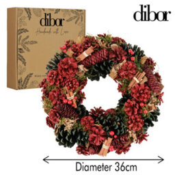 Dibor Traditional Cinnamon Pine Front Door Autumn Wreath Winter Spring Wreath 36Cm - thumbnail 6