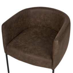 Beliani Retro Cushioned Armchair Brown Faux Leather With Black Iron Legs - Compact Lounge Chair - thumbnail 7