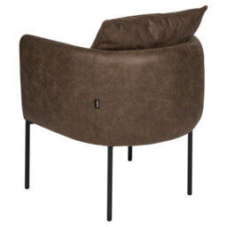 Beliani Retro Cushioned Armchair Brown Faux Leather With Black Iron Legs - Compact Lounge Chair - thumbnail 5