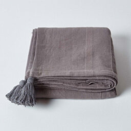 Homescapes Cotton Rajput Ribbed Sea Grey Throw, 150 X 200 Cm - thumbnail 2