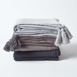 Homescapes Cotton Rajput Ribbed Sea Grey Throw, 150 X 200 Cm - thumbnail 7