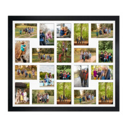 AK Frames 80X70Cm Black Modern Multi Photo Frame With White Mount - Holds 20 Apertures (18X) 6X4, (2X) 4X4 Photos - thumbnail 1