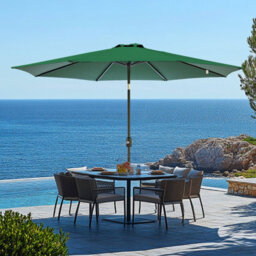 Rinse Bathrooms Outdoor Patio Garden Parasol 2.7M Sun Shade Umbrella Canopy W/crank Tilt Uv Protection Green