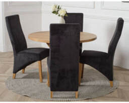 That's Furniture Oregon Round Oak Dining Table And 4 Chairs Dining Set With Lola Black Fabric Chairs - thumbnail 3