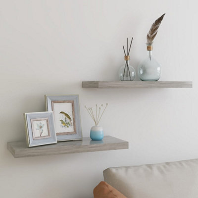 Berkfield Floating Wall Shelves 2 Pcs Concrete Grey 60X23.5X3.8 Cm Mdf - image 1