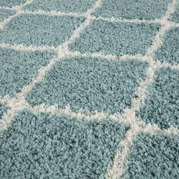 The Rugs Moroccan Shaggy Rugs And Runners Soft  High Pile Duck Egg Blue And Ivory Living Room Kitchen Hallway 750 - thumbnail 3