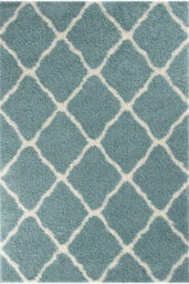The Rugs Moroccan Shaggy Rugs And Runners Soft  High Pile Duck Egg Blue And Ivory Living Room Kitchen Hallway 750 - thumbnail 2