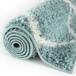 The Rugs Moroccan Shaggy Rugs And Runners Soft  High Pile Duck Egg Blue And Ivory Living Room Kitchen Hallway 750 - thumbnail 5