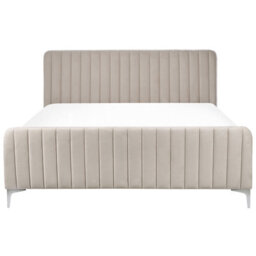 Beliani Bed Velvet Lunan 160 X 200 Cm (Eu King Size) Taupe - thumbnail 5