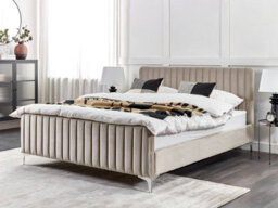 Beliani Bed Velvet Lunan 160 X 200 Cm (Eu King Size) Taupe - thumbnail 2