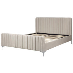 Beliani Bed Velvet Lunan 160 X 200 Cm (Eu King Size) Taupe - thumbnail 4