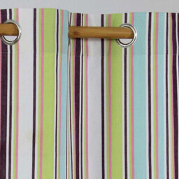 Homescapes Osaka Green Stripes Ready Made Eyelet Curtain Pair, 137 X 182 Cm Drop - thumbnail 3