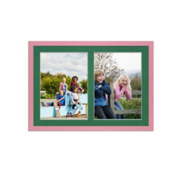 AK Frames 20X14 Pastel Pink Sleek Multi Photo Frame With Emerald Mount - Holds 2 Apertures (2X) A4 Photos - thumbnail 1