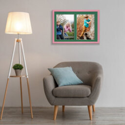 AK Frames 20X14 Pastel Pink Sleek Multi Photo Frame With Emerald Mount - Holds 2 Apertures (2X) A4 Photos - thumbnail 3