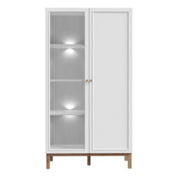 Furniture To Go Wensley Display Cabinet With 1 Door And  1 Glass Door In Light Grey And Oak Inc Led Lighting - thumbnail 2