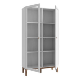 Furniture To Go Wensley Display Cabinet With 1 Door And  1 Glass Door In Light Grey And Oak Inc Led Lighting - thumbnail 3