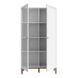 Furniture To Go Wensley Display Cabinet With 1 Door And  1 Glass Door In Light Grey And Oak Inc Led Lighting - thumbnail 4