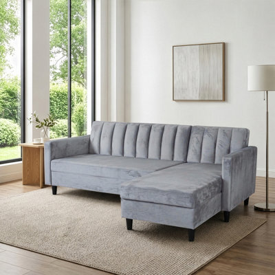Dorel Home Celine Sto Sofabed Lshape Grey Velvet - image 1