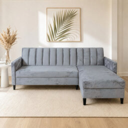 Dorel Home Celine Sto Sofabed Lshape Grey Velvet - thumbnail 3