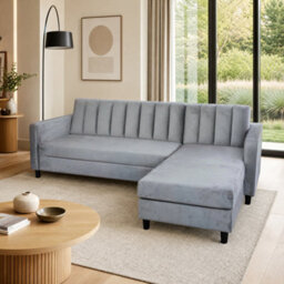 Dorel Home Celine Sto Sofabed Lshape Grey Velvet - thumbnail 2