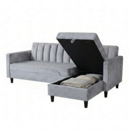 Dorel Home Celine Sto Sofabed Lshape Grey Velvet - thumbnail 6