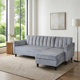 Dorel Home Celine Sto Sofabed Lshape Grey Velvet - thumbnail 1