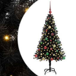Vidaxl Christmas Tree With 150 Leds With Stand Black 150 Cm Pvc - thumbnail 2