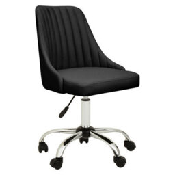 Orsina Ergonomic Ribbed Black And Chrome Home Office Chair, Comfortable Work From Home Chair, Movable Work Chair