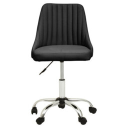 Orsina Ergonomic Ribbed Black And Chrome Home Office Chair, Comfortable Work From Home Chair, Movable Work Chair - thumbnail 2