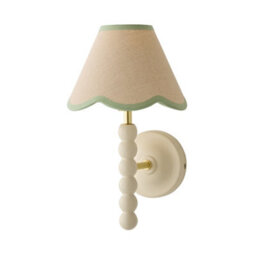 Valuelights Bobbin Cream Bobble Wall Light And Green Trim Linen Lamp Shade And Bulb - thumbnail 6