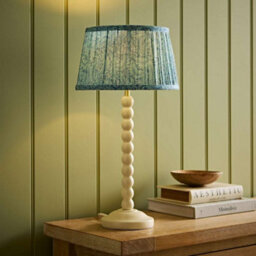 Valuelights Bobbin Cream Bobble Wall Light And Green Trim Linen Lamp Shade And Bulb