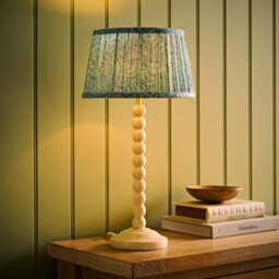 Valuelights Bobbin Cream Bobble Wall Light And Green Trim Linen Lamp Shade And Bulb - thumbnail 2