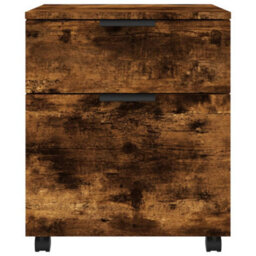 Berkfield Mobile File Cabinet With Wheels Smoked Oak 45X38X54 Cm Engineered Wood - thumbnail 3