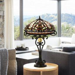"Belofay Real Tiffany Stained Glass Handmade Table Lamps For Living Room, 16"" Wide, 30"" Height" - thumbnail 5